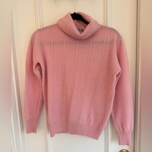 Vintage Deans of Scotland Pink WoolCable Knit Sweater Size 36 S